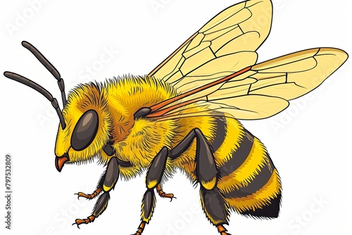 Buzzing Bee: Vibrant Cartoon Illustration for Kids' Education & Nature Animations © Michael