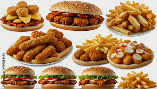 set of kinds of fast food  photo