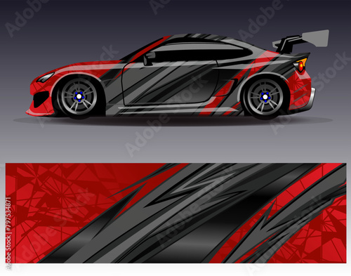 Car wrap design vector.Graphic abstract stripe racing background designs for vehicle  rally  race  adventure and car racing liverY