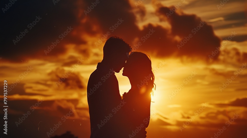 Romantic Sunset Kiss