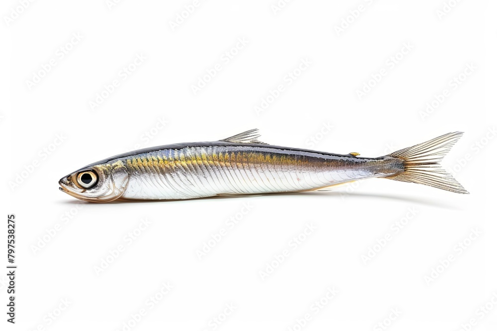 Anchovy Photography: High-Resolution Side View with Gradient Silver Scales Anchovy Photography: High-Resolution Side View with Gradient Silver Scales