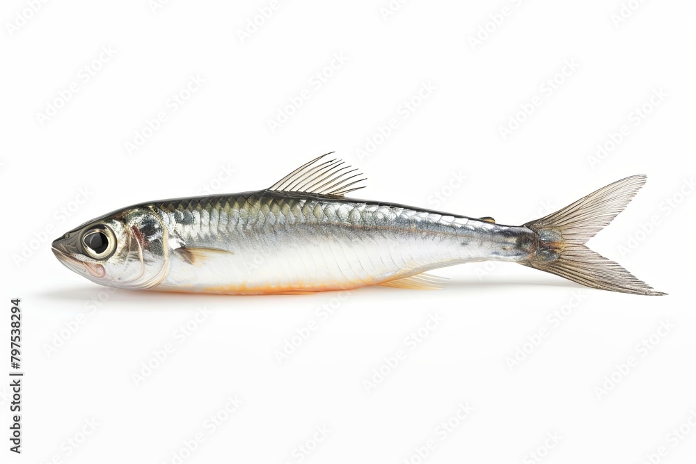 High-Resolution Anchovy In Silver Scales - Side View High-Resolution Anchovy In Silver Scales - Side View