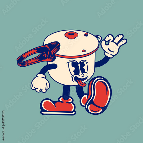 Retro character design of pressure cooker
