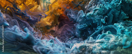 A storm of ink and paint converges  creating a mesmerizing whirlpool of abstract beauty.