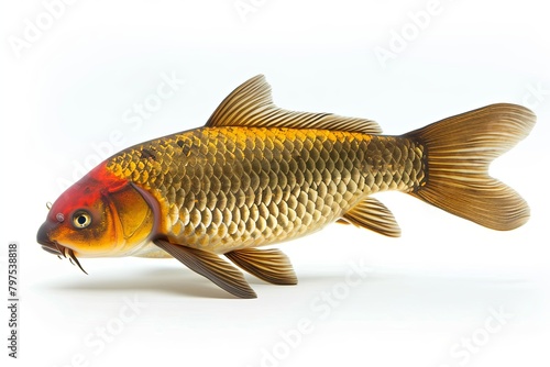 High-Resolution Koi Fish: Vibrant Scales on White Background