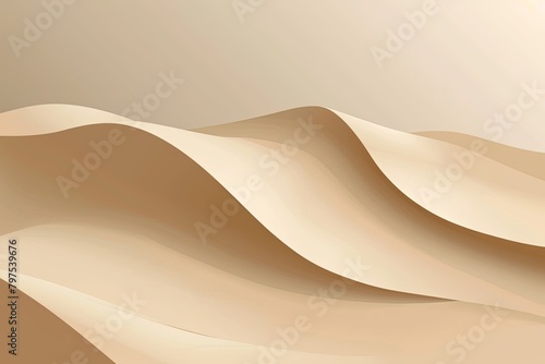 Beige Paper Sand Dune Minimalist Design with 3D Effect on Light Brown Background