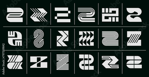 Luxury flat line letter Z logo branding set