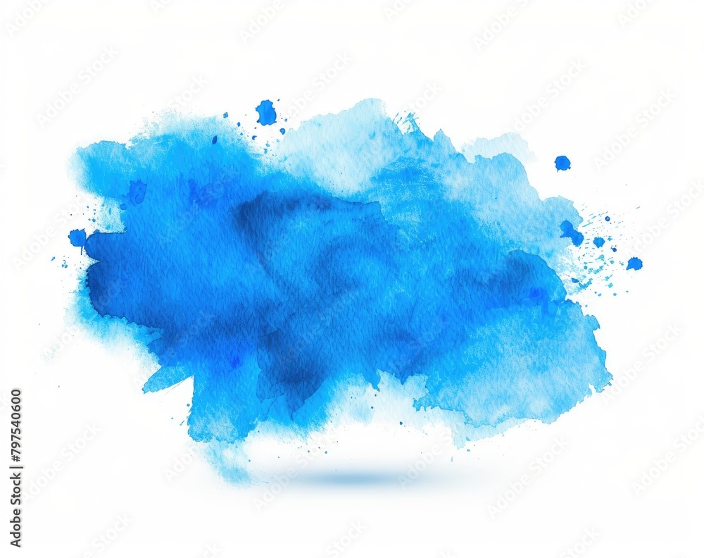 Electric blue watercolor pattern on white background