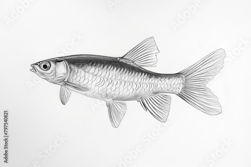 Fluid and Elegant Fish: Realistic Pencil Drawing with Lifelike Textures
