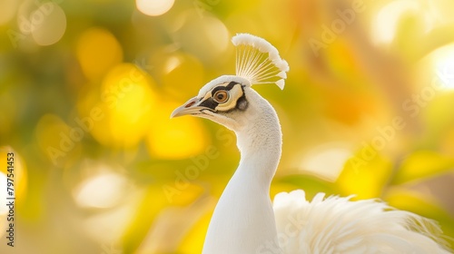Close up of a white peacock