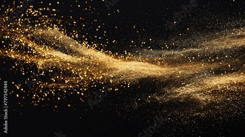 A stream of gold glitter is falling from the sky