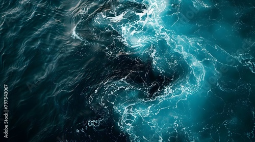 Dramatic Aerial View of Oil Spill Contrasting Against Blue Ocean photo