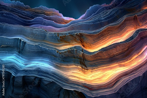 Luminous Stratum Landscapes: Layered Luminous Cliffs in Digital Space Reimagined