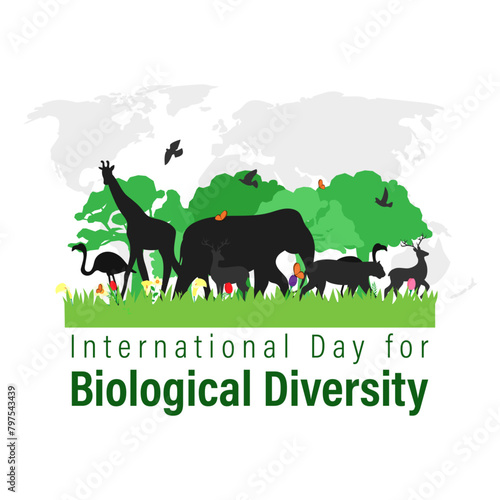Vector illustration of International Day for Biological Diversity social media feed template