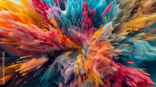 A mesmerizing explosion of colors fills the frame, each hue a stroke of pure inspiration.