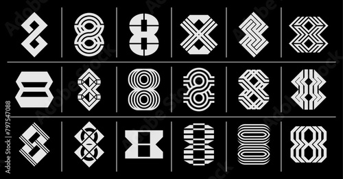 Luxury line abstract number 8 logo set