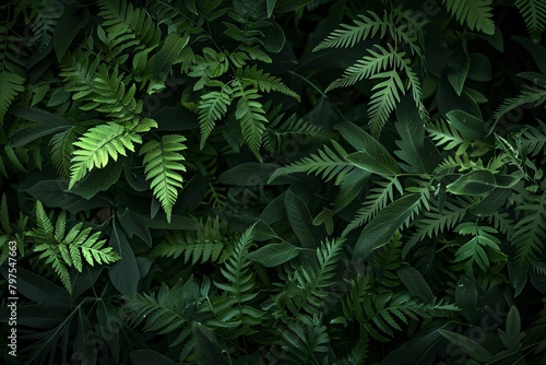 natural green fern background. dark mood wallpaper 