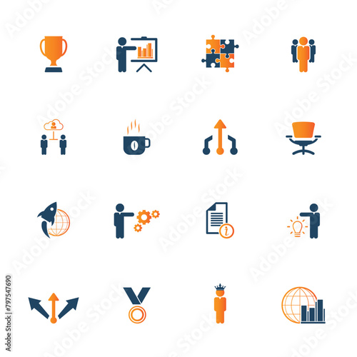Universal business management and human resources icon set. Universal icons for web and mobile. Vector.