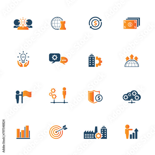 Universal business management and human resources icon set. Universal icons for web and mobile. Vector.