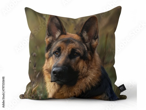 a small pillow with a print of your favorite German Shepherd dog photo