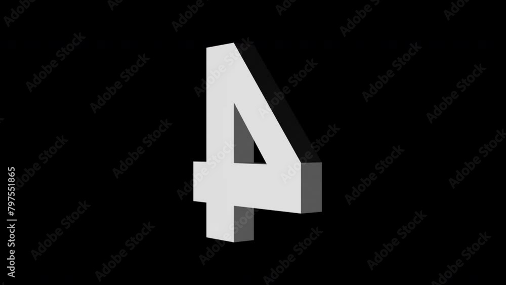 Number 4 3d animation seamless loop. 4K Number 4 3d animation seamless loop. 4K