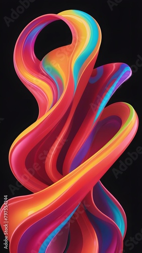 Colorful fluid background wallpaper, wavy abstract, futuristic and modern. Isolated object.