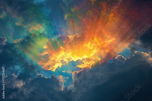 Cloud iridescence  colorful clouds shine like a corona. photo