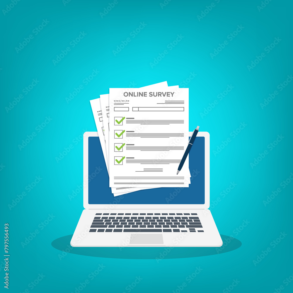 Online survey. Customer feedback. Checklist browser window. Choice, survey concepts. Online survey. Customer feedback. Checklist browser window. Choice, survey concepts.