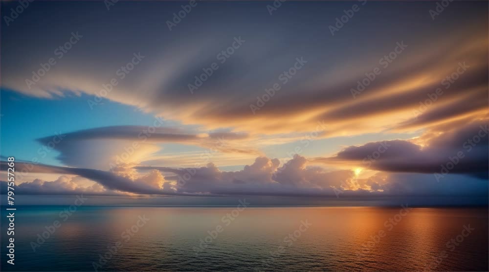 Sunlit Clouds in Blue Sky. Sky filled with fluffy white clouds on a sunny day Sunlit Clouds in Blue Sky. Sky filled with fluffy white clouds on a sunny day