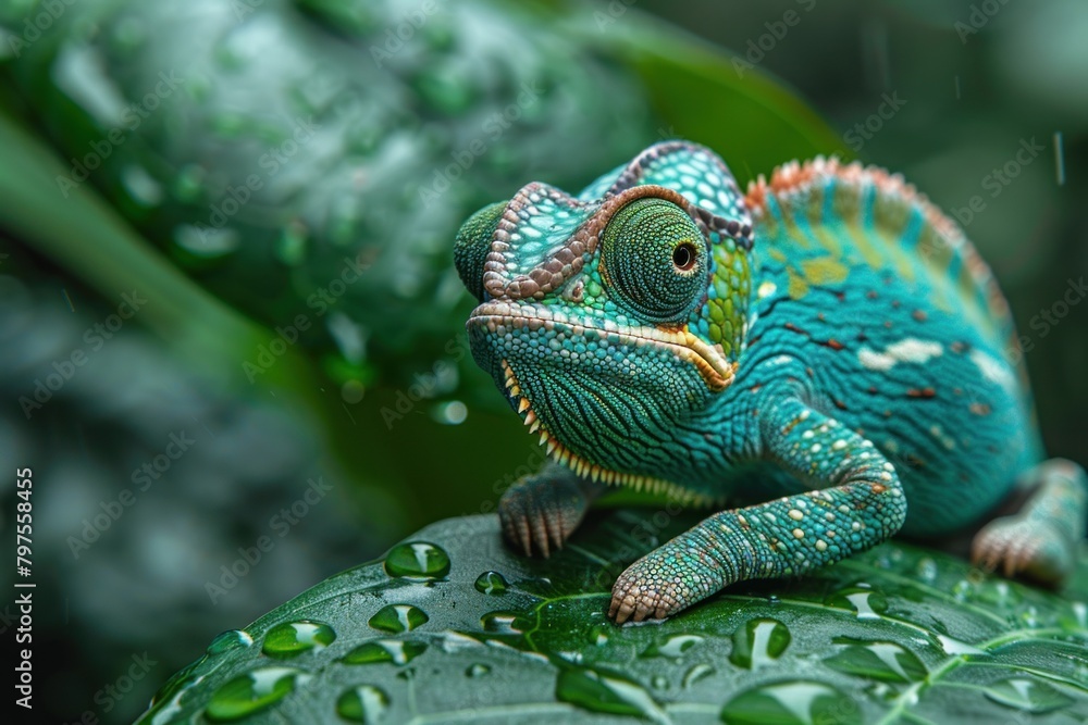 Obraz premium Chameleon on a leaf