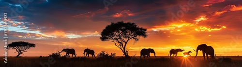 Photography African Wild Animals Silhouettes Against A Sunset