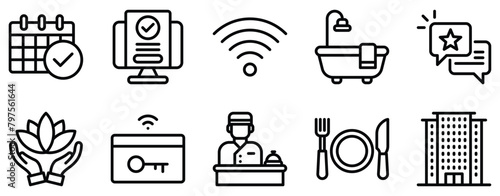accommodation icon line style set collection © Artcuboy