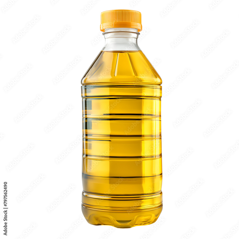 oil in plastic bottle for cooking isolated on transparent background Generative Ai. oil in plastic bottle for cooking isolated on transparent background Generative Ai.