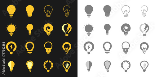 Light bulb lamp icon logo illustration. collection set isolated