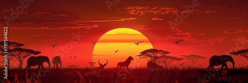 Photography African Wild Animals Silhouettes Against A Sunset