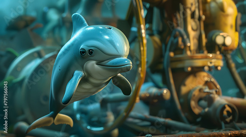 Charming baby dolphin greenhorn marine engineer 