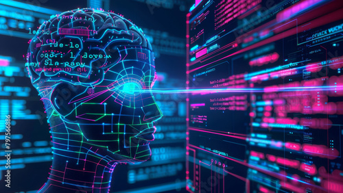 Artificial Intelligence AI Coding and Brain Concept photo