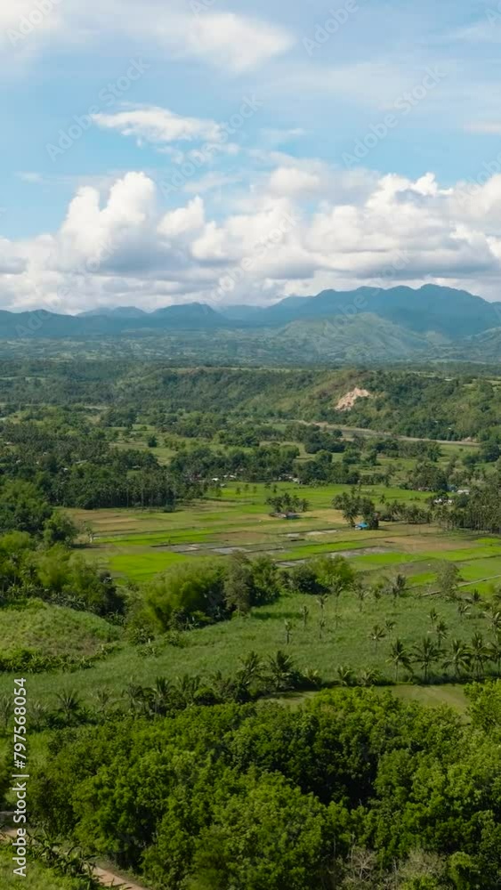 Mountain valley with agricultural land and rice fields. Negros, Philippines Mountain valley with agricultural land and rice fields. Negros, Philippines