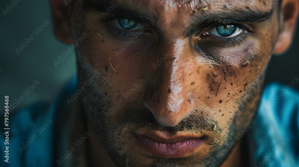 Closeup of the face. eyes looking directly at the camera Closeup of the face. eyes looking directly at the camera