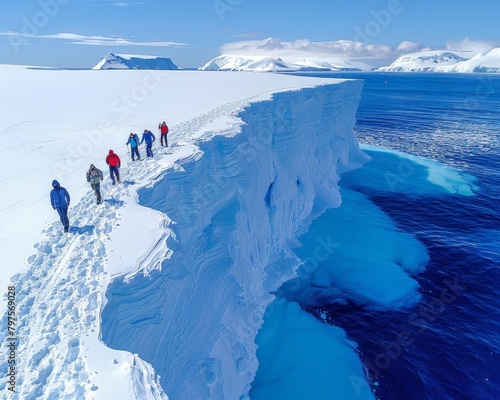 Aerial view of people walki...