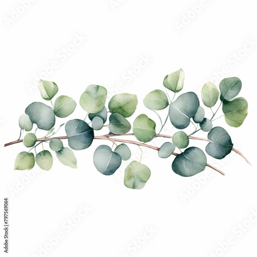 Watercolor green floral banner.