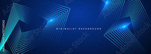 Abstract blue modern background with dynamic geometric shapes.