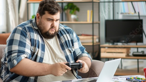 overweight person playing a...