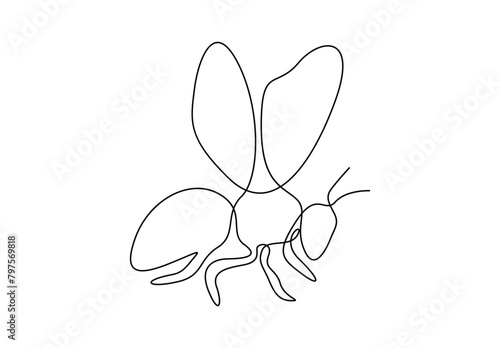 Honey bee continuous one line drawing vector illustration photo