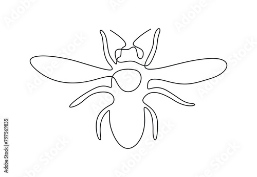 Honey bee continuous one line drawing vector illustration © Yasmin
