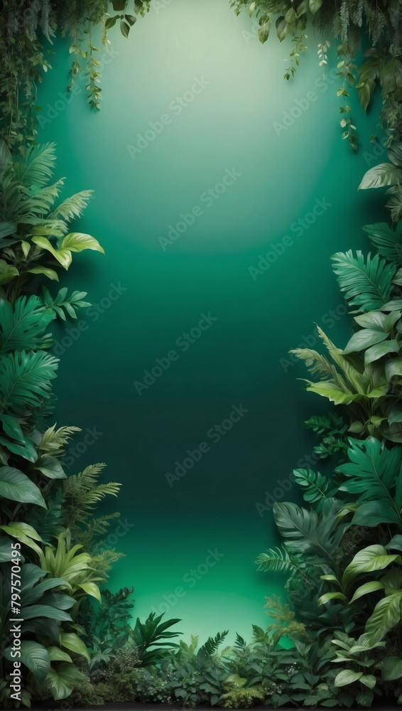 Lush gradient backdrop featuring tones of emerald green and forest green.