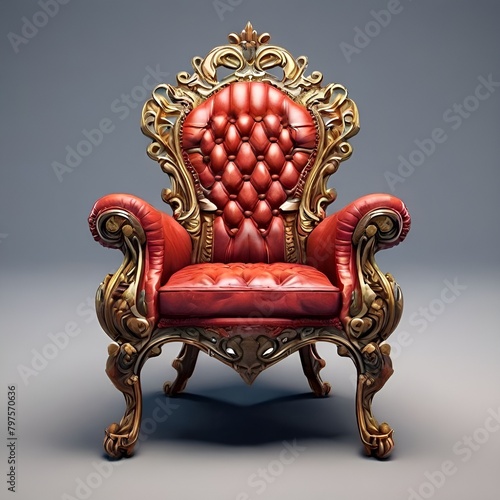 red armchair with gold decor