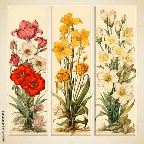 Vintage floral greeting cards. Vector illustration.