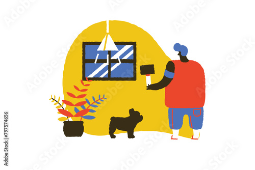 Handyman fixing window 
