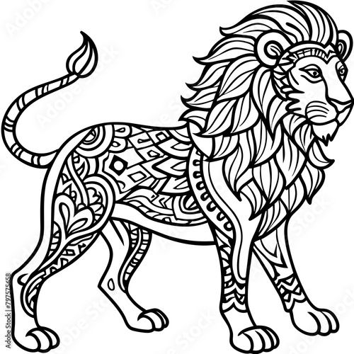 mandala animal - lion mandala coloring pages for kids and adults